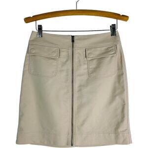 Ann Taylor tan zip cargo stretchy office preppy skirt 2